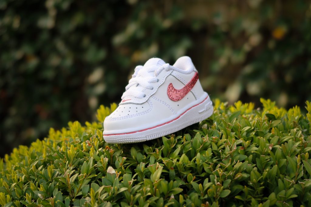 Nike Air Force 1 Pink Glitter kids custom Customs by BB